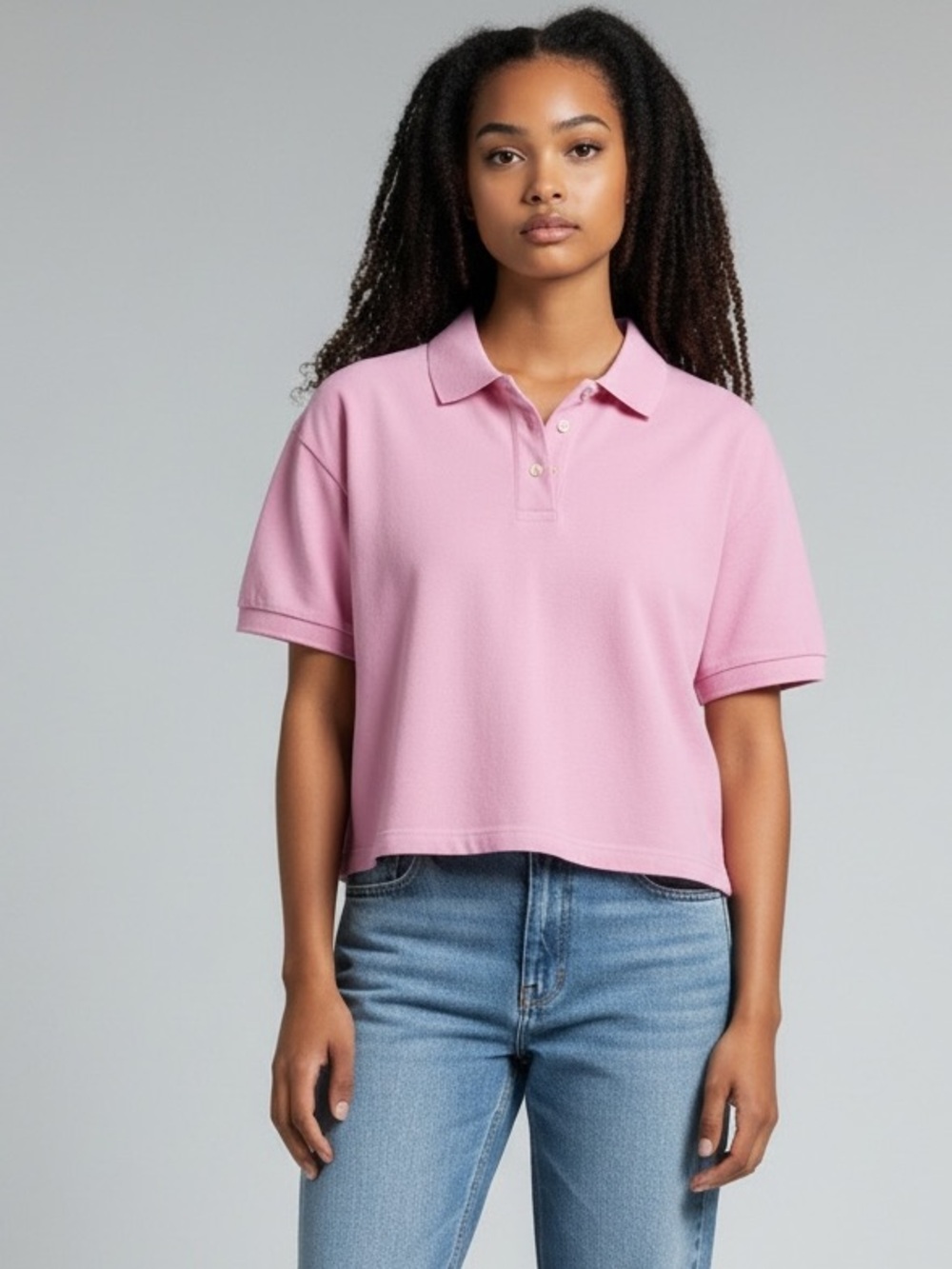 Patagonia Woman’s Cropped Polo Top Size Small Bubble Gum pink